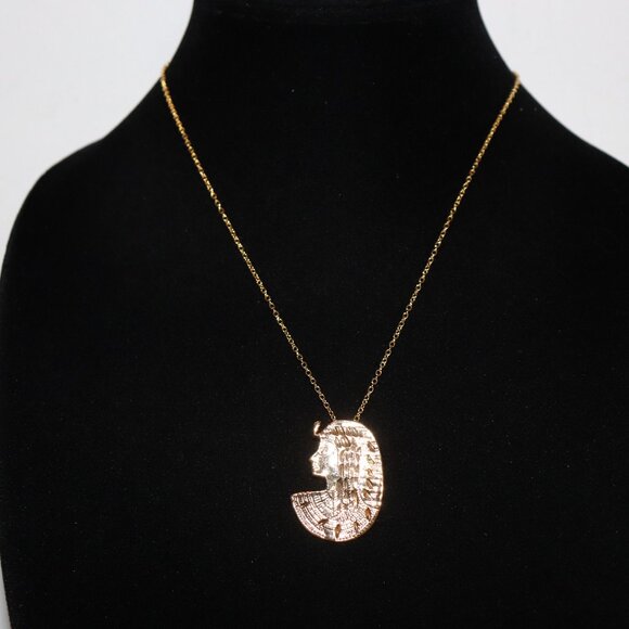Gold Egyptian Revival King Tut Necklace 18" - Picture 6 of 6
